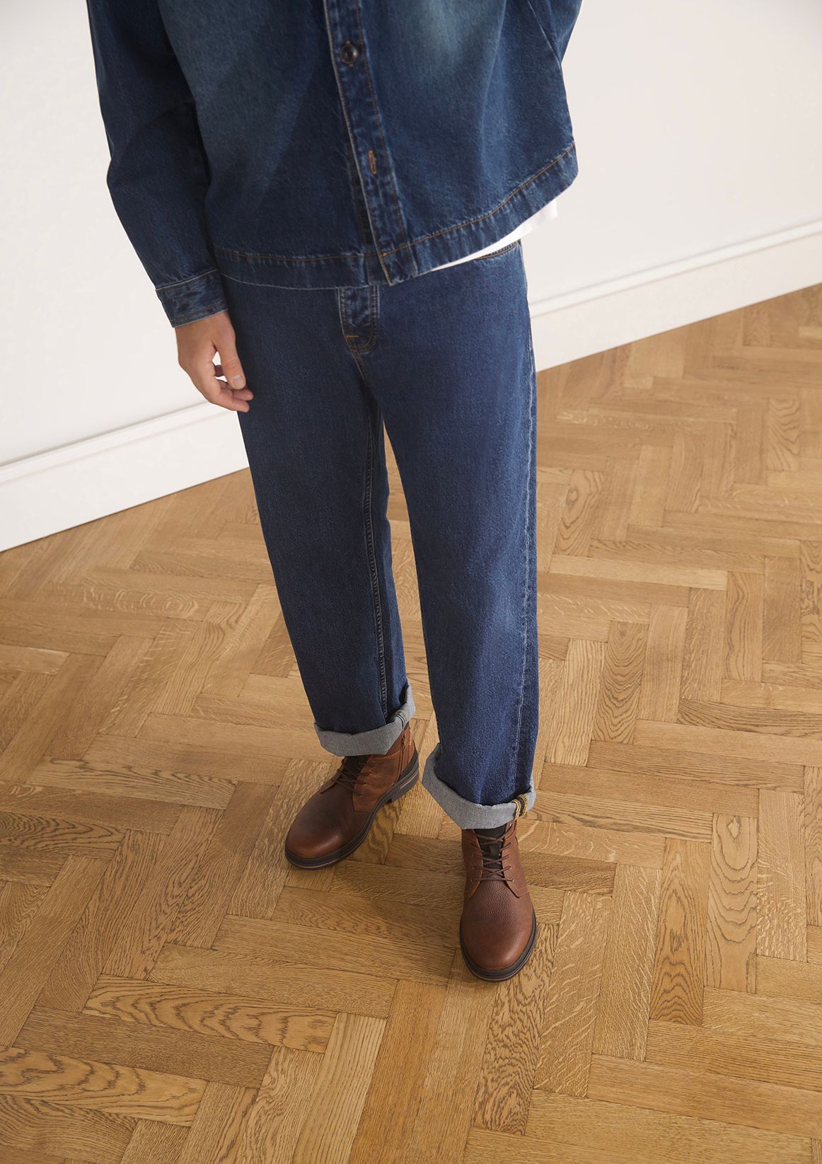 Cognac leren veterboots
