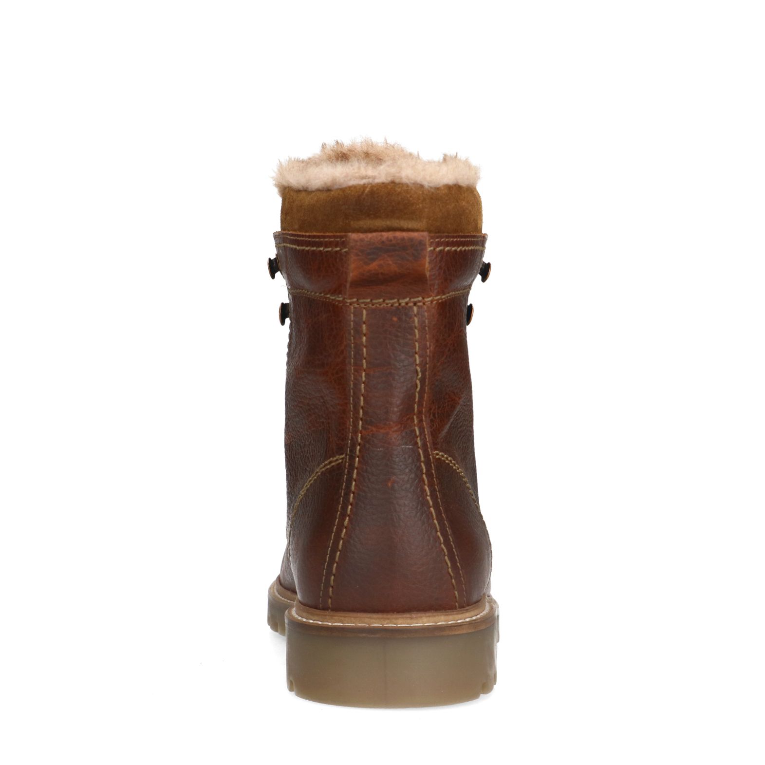 Cognac leren boots met imitatiebond