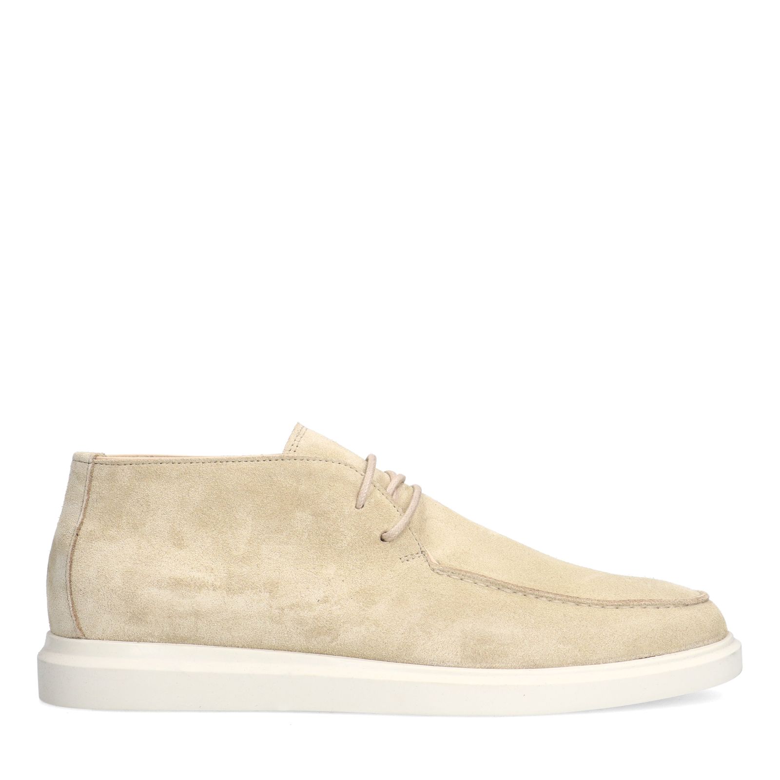 Beigefarbene Schnürboots aus Veloursleder