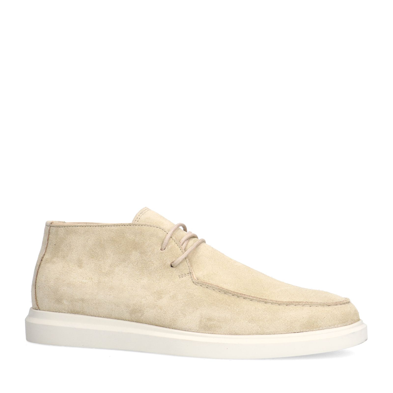 Beigefarbene Schnürboots aus Veloursleder