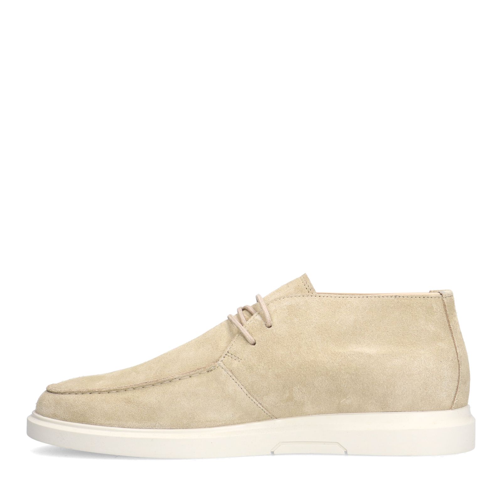 Beigefarbene Schnürboots aus Veloursleder