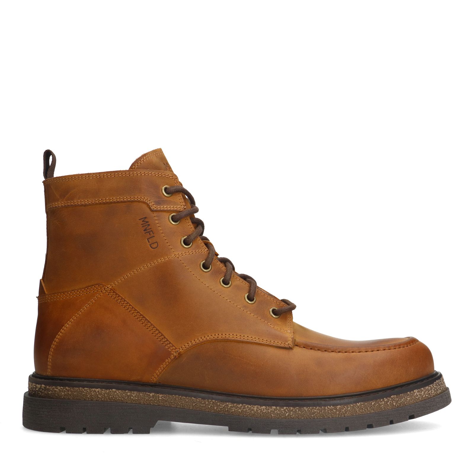 Cognacfarbene Lederschnürboots