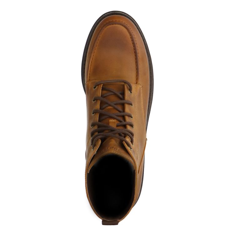 Cognac leren veterboots