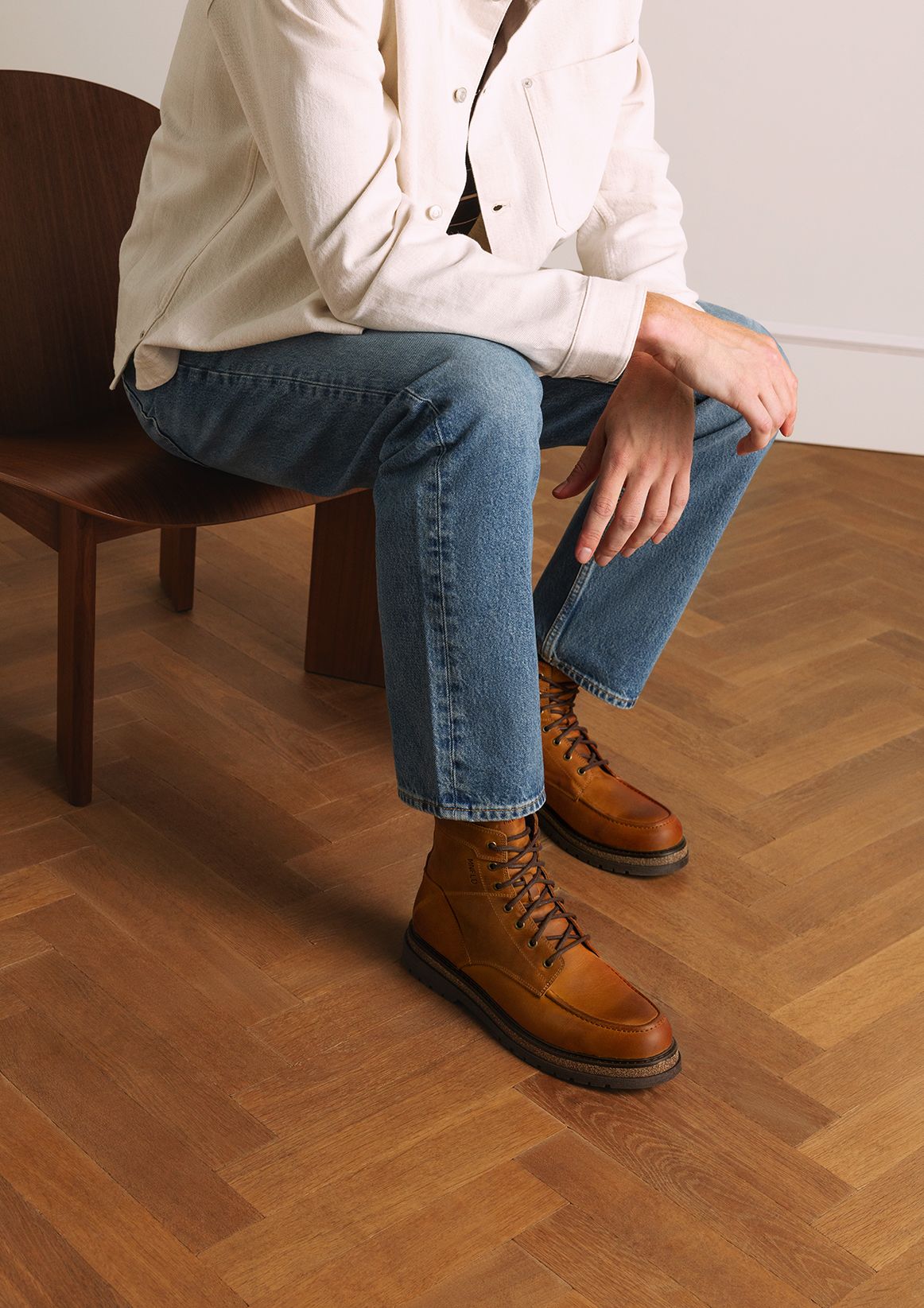 Cognac leren veterboots
