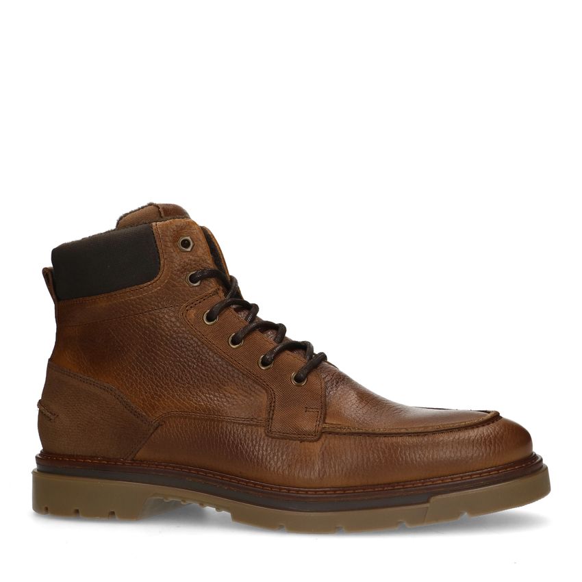 Cognac leren veterboots