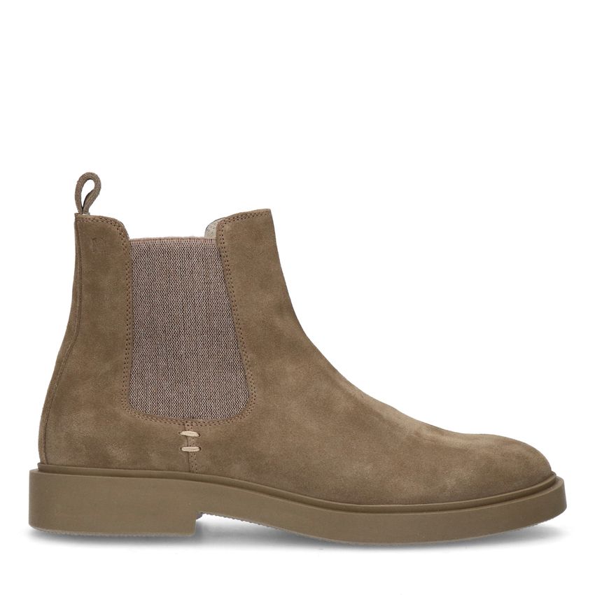 Beigefarbene Chelsea Boots aus Veloursleder