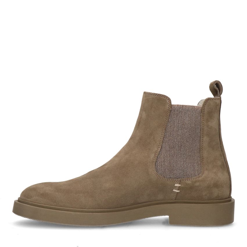 Beigefarbene Chelsea Boots aus Veloursleder