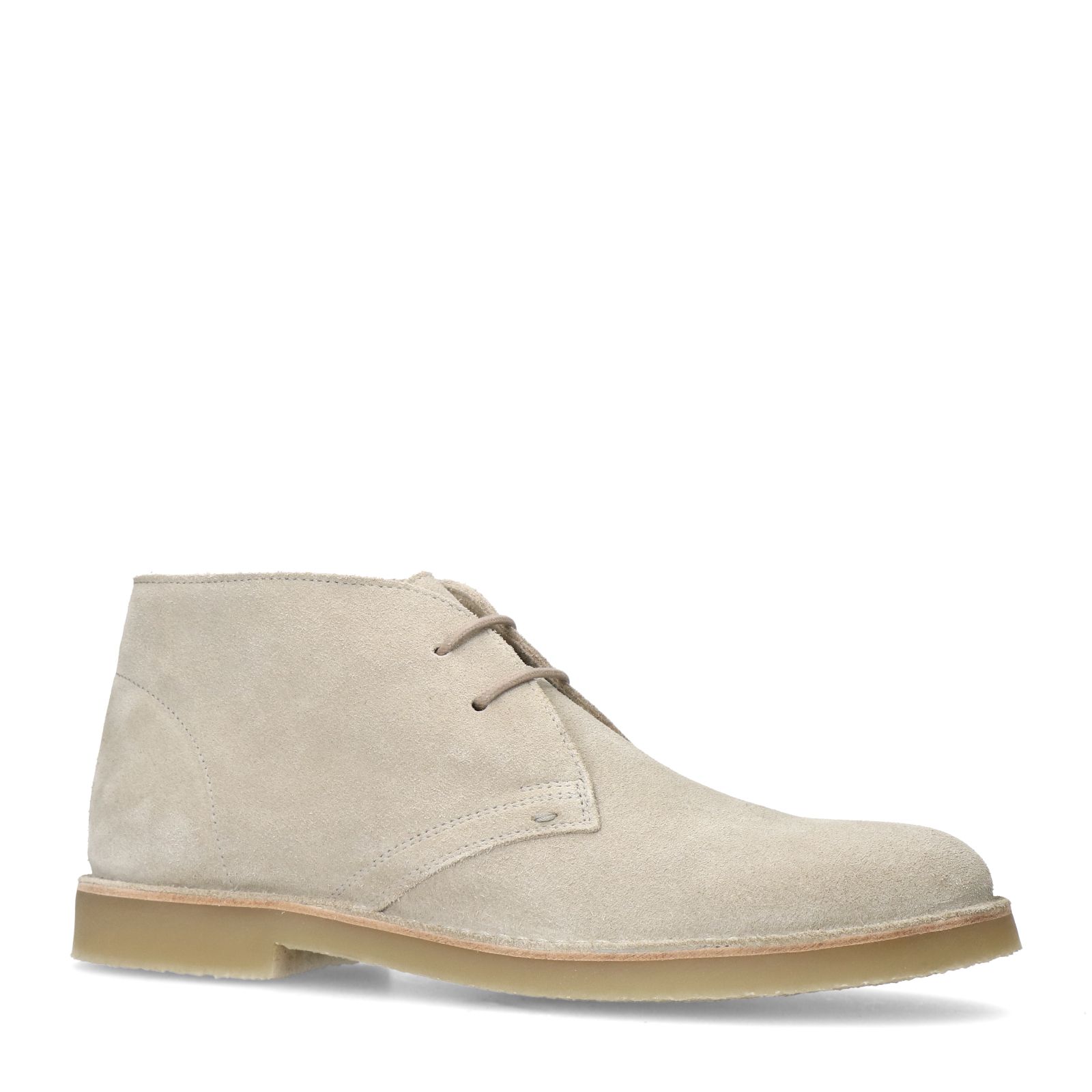 Beigefarbene Schnürboots aus Veloursleder