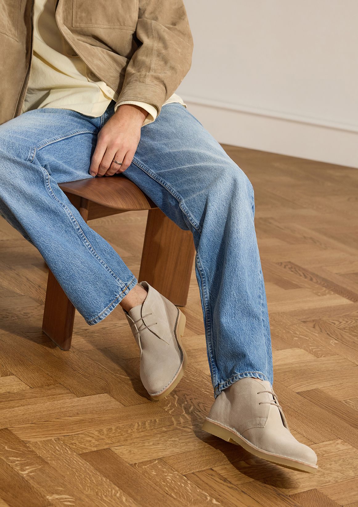 Beige suède veterboots