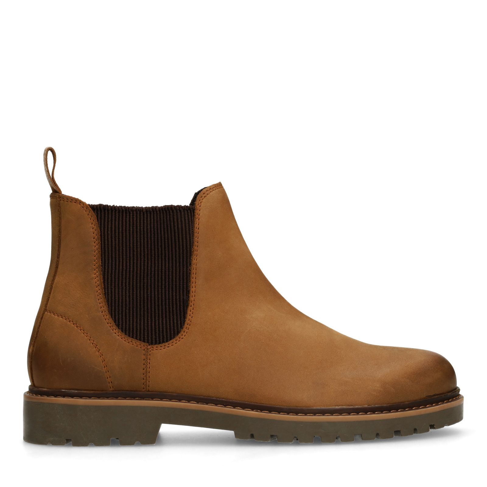 Cognacfarbene Chelsea Boots aus Nubukleder