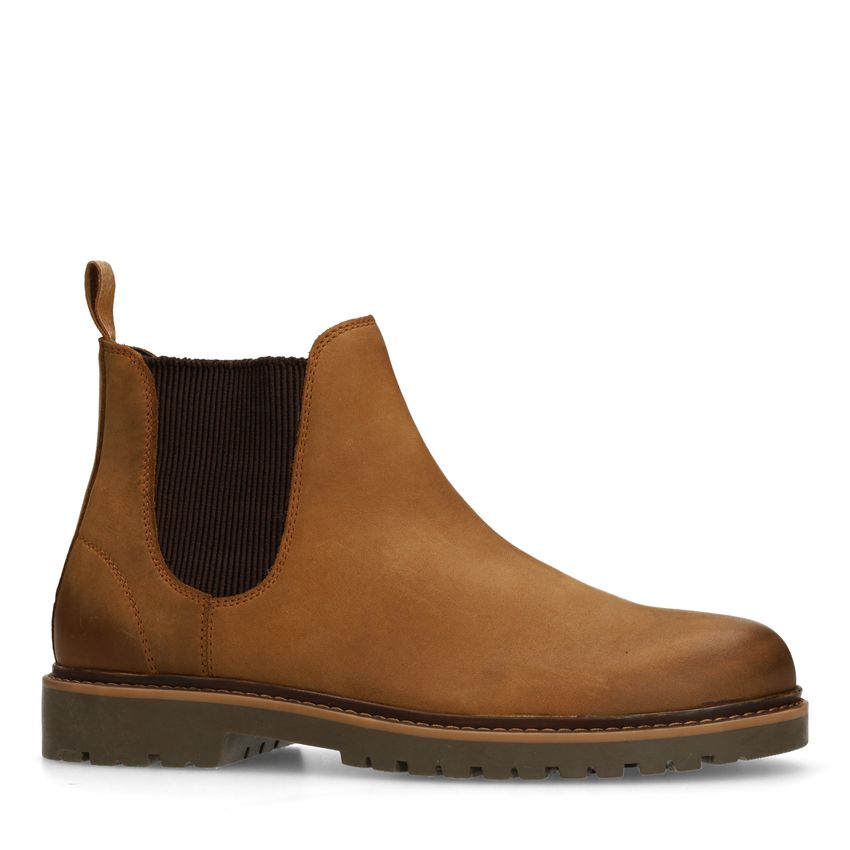 Cognacfarbene Chelsea Boots aus Nubukleder