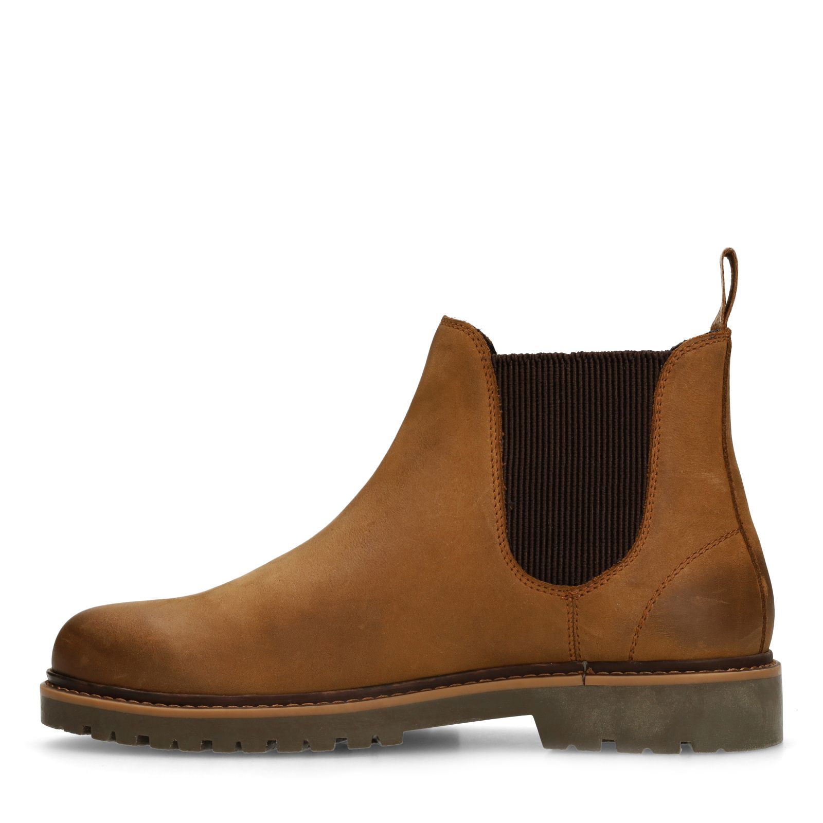 Cognacfarbene Chelsea Boots aus Nubukleder