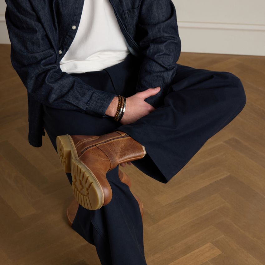 Cognacfarbene Lederboots