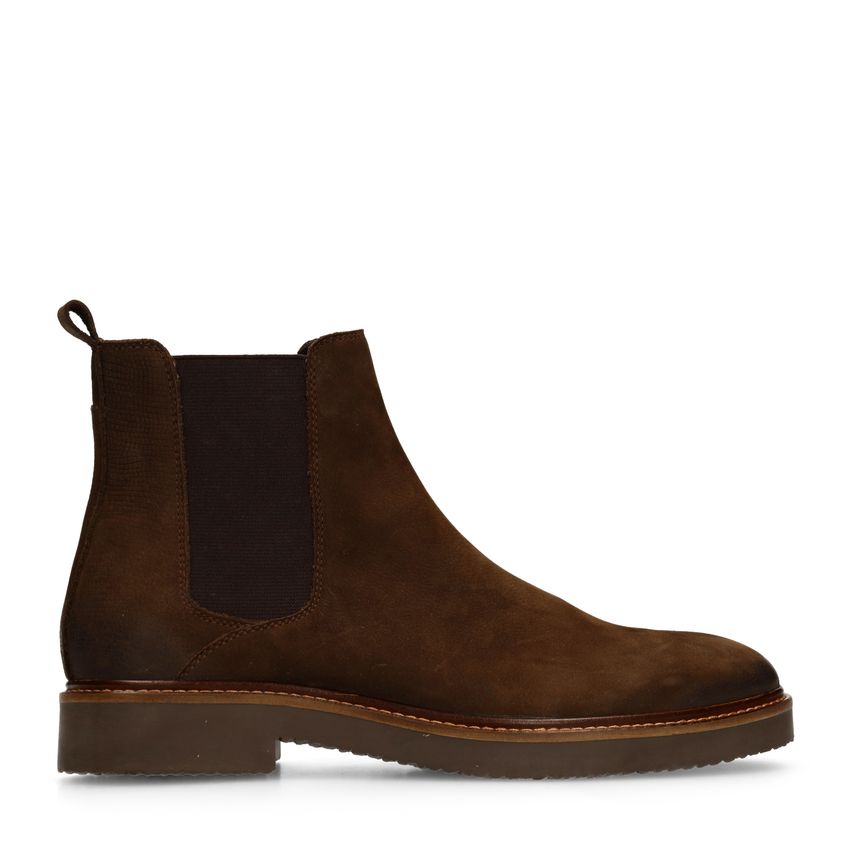 Donkerbruine nubuck chelsea boots