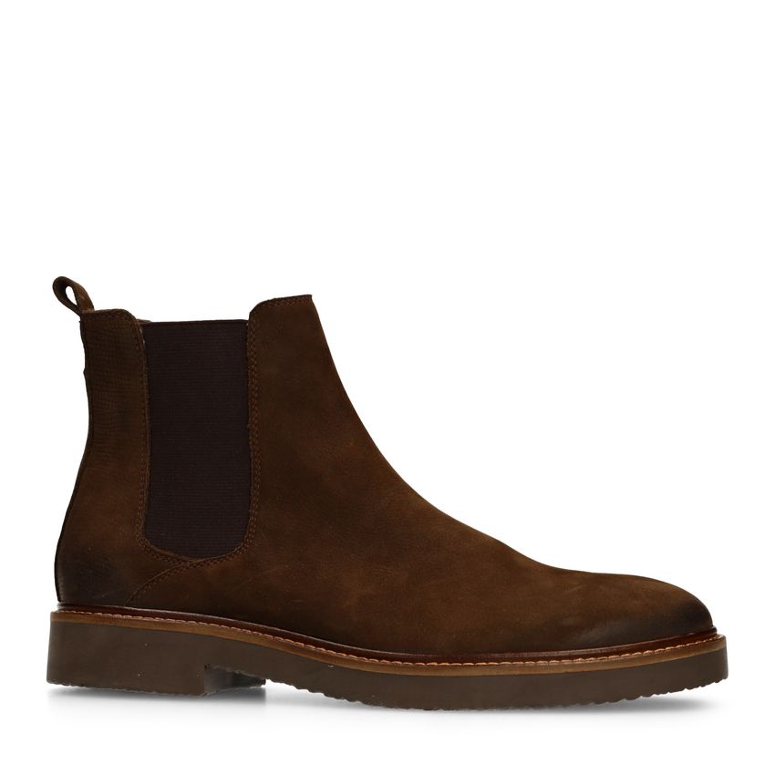 Donkerbruine nubuck chelsea boots