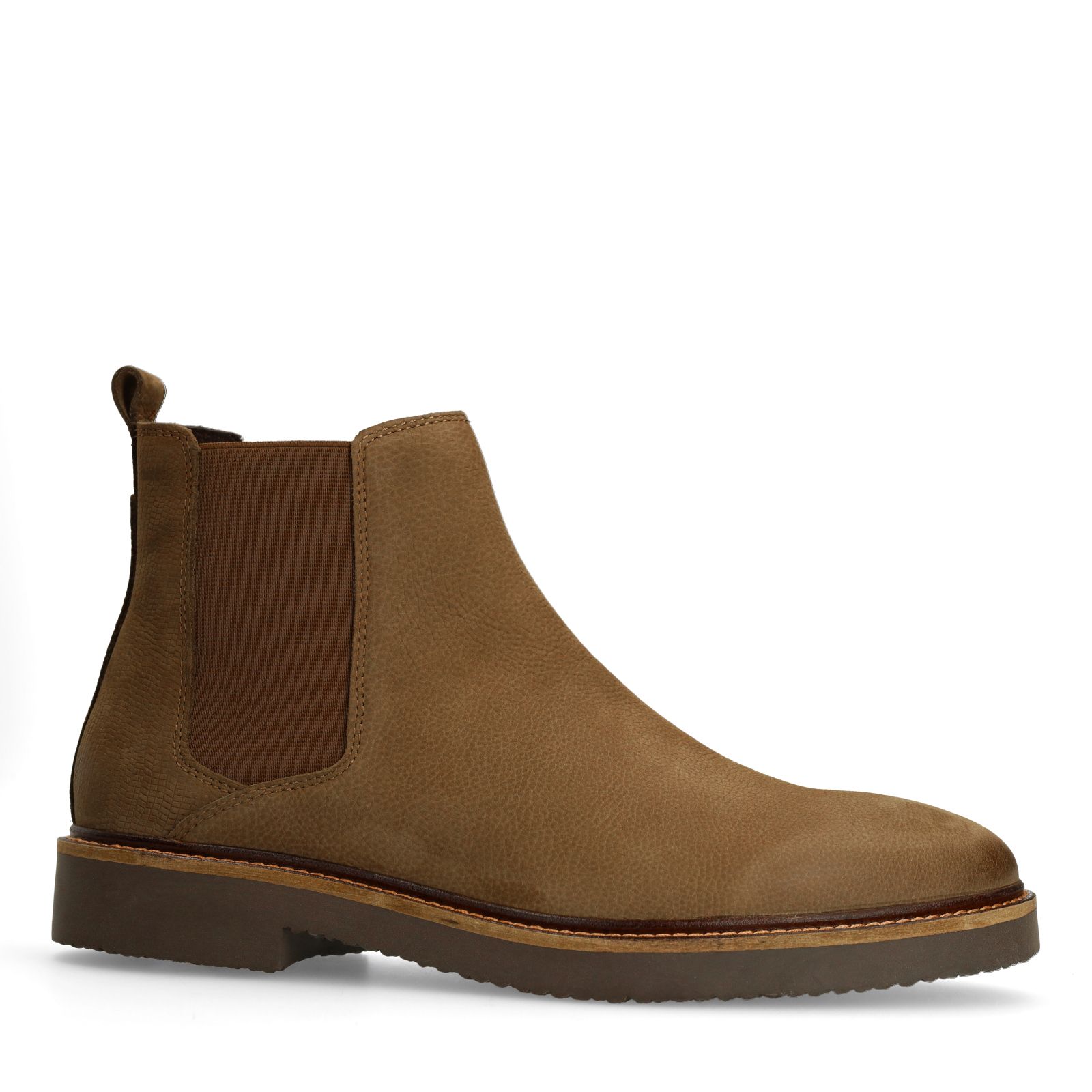 Taupefarbene Chelsea Boots aus Nubukleder