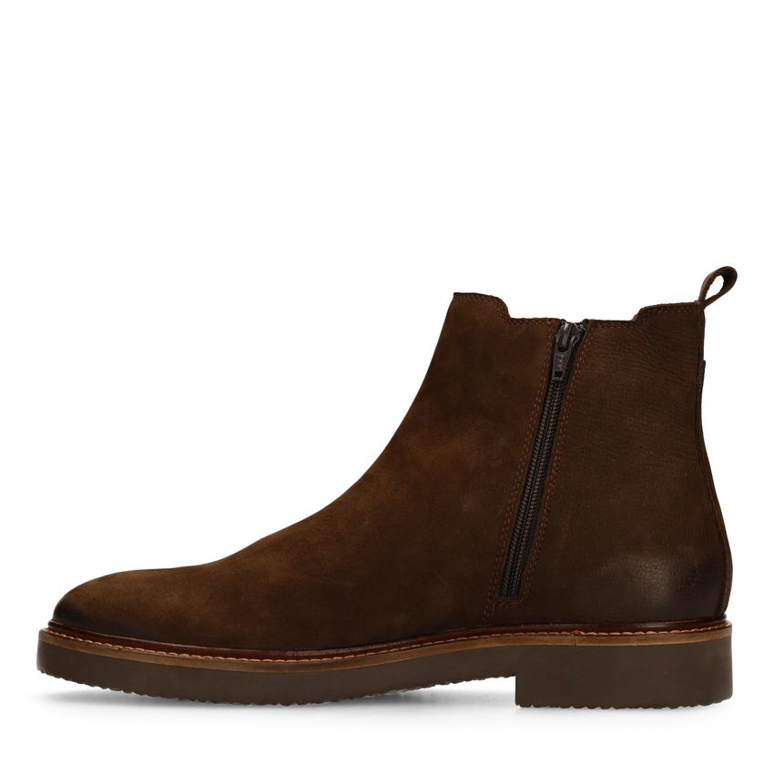 Donkerbruine nubuck chelsea boots