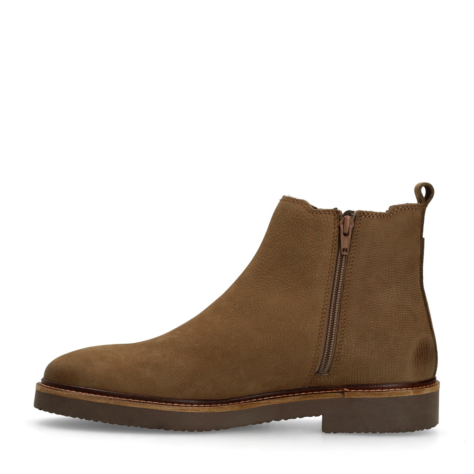 Taupefarbene Chelsea Boots aus Nubukleder