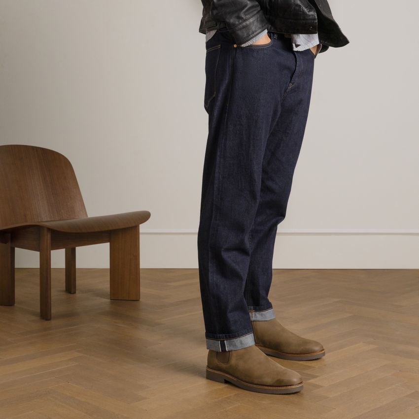 Taupe nubuck chelsea boots