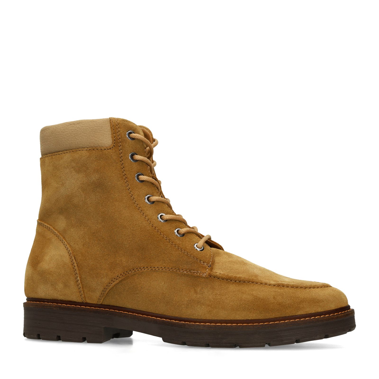 Beigefarbene Schnürboots aus Veloursleder