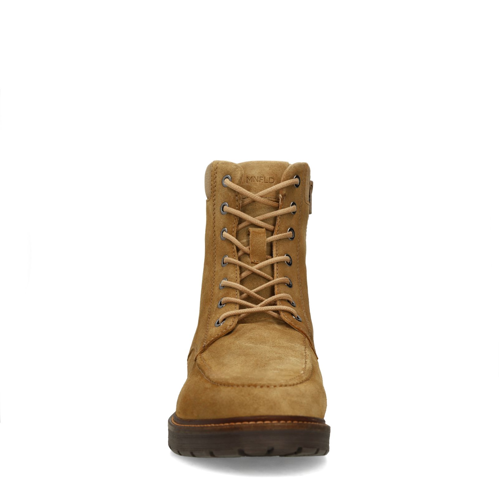 Beigefarbene Schnürboots aus Veloursleder