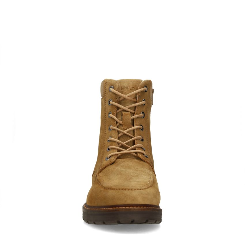 Beigefarbene Schnürboots aus Veloursleder
