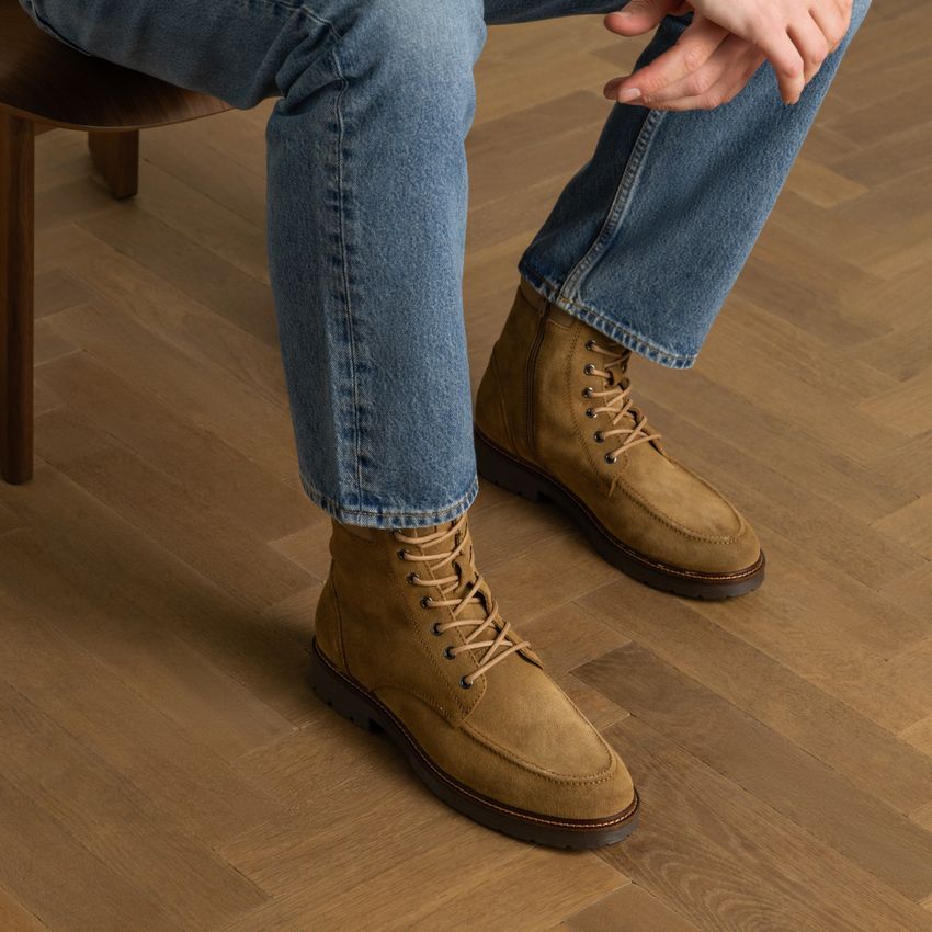 Beige suède veterboots