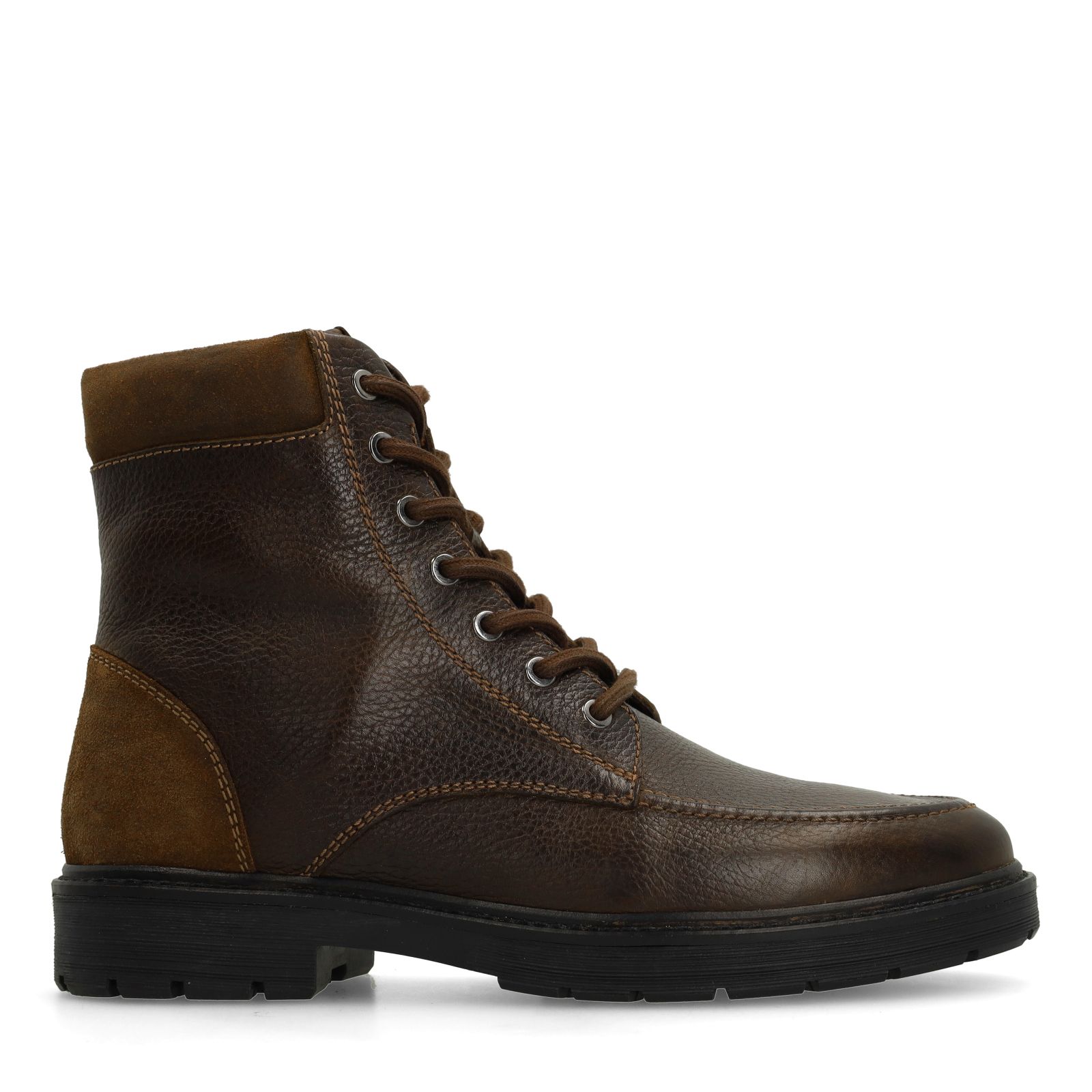Taupefarbene Leder-Schnürboots