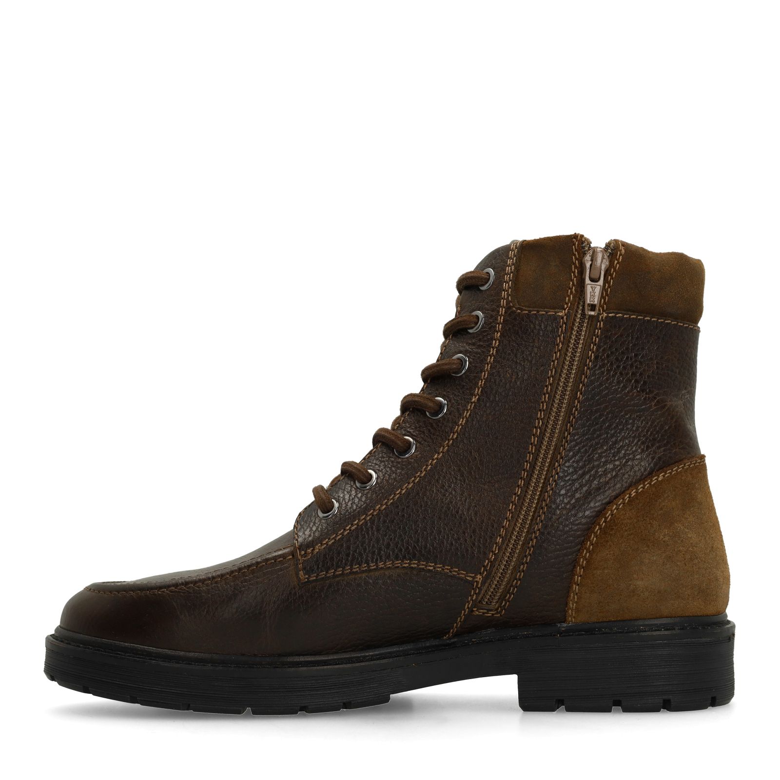 Taupefarbene Leder-Schnürboots