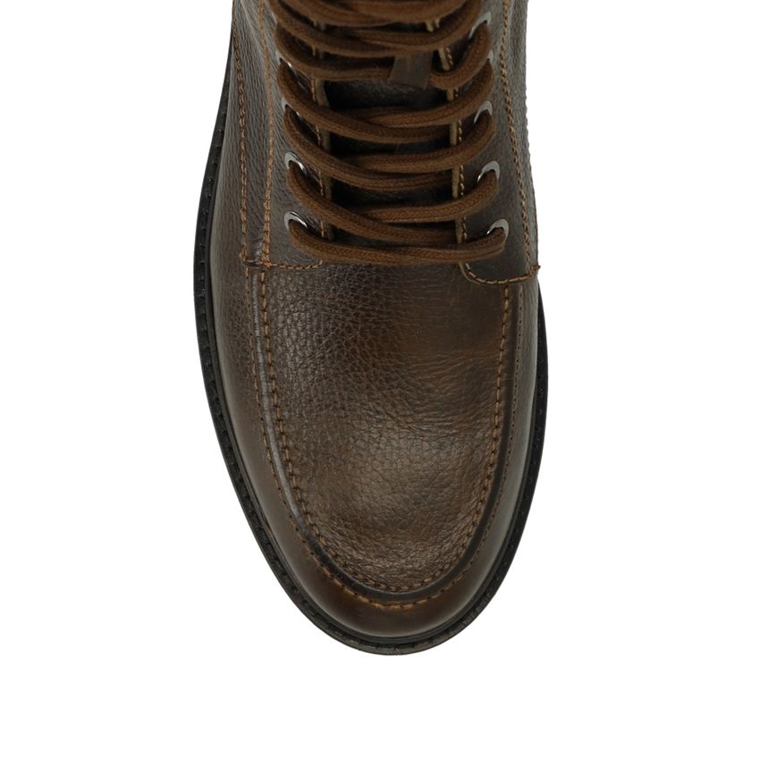 Taupe leren veterboots
