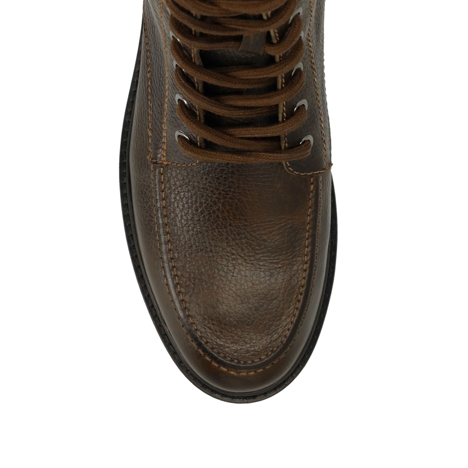 Taupefarbene Leder-Schnürboots