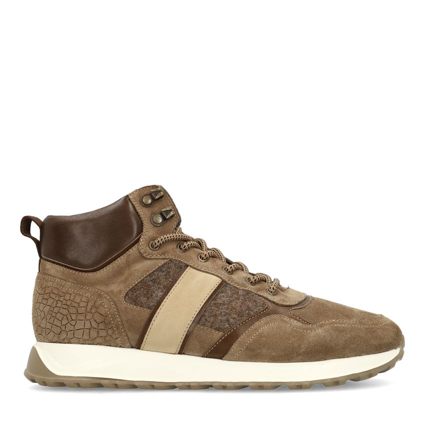 Taupefarbene Veloursleder-Schnürschuhe