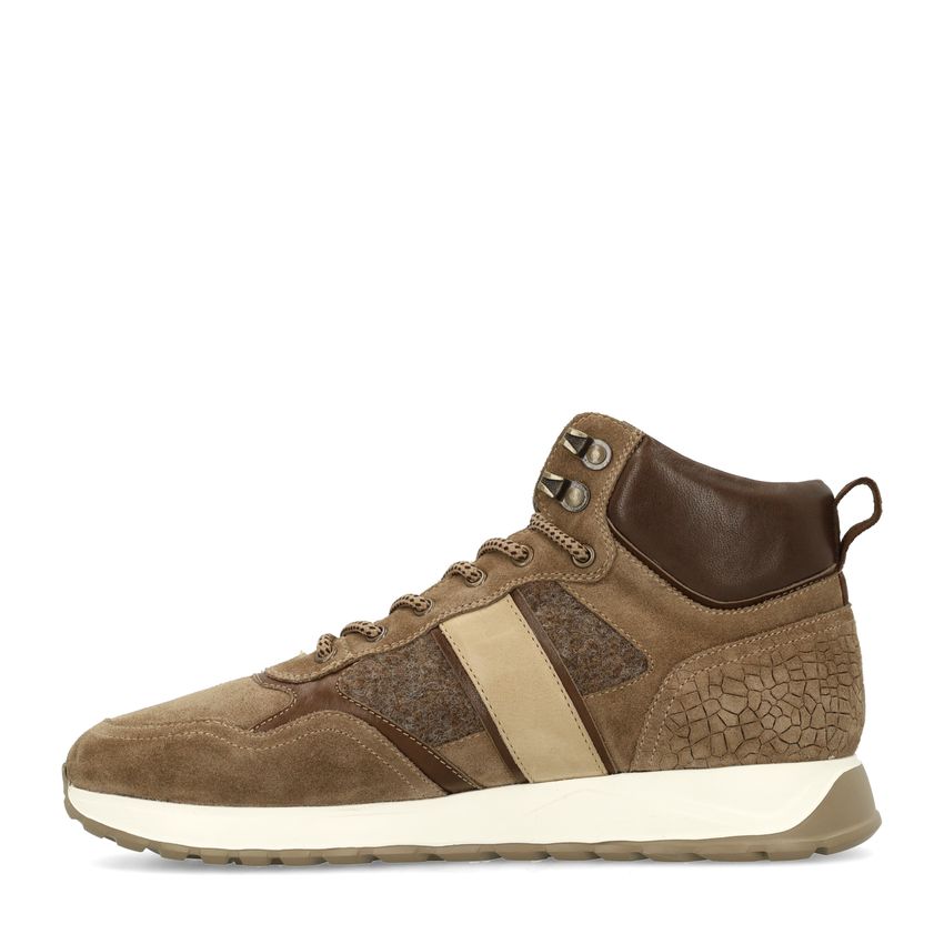 Taupefarbene Veloursleder-Schnürschuhe