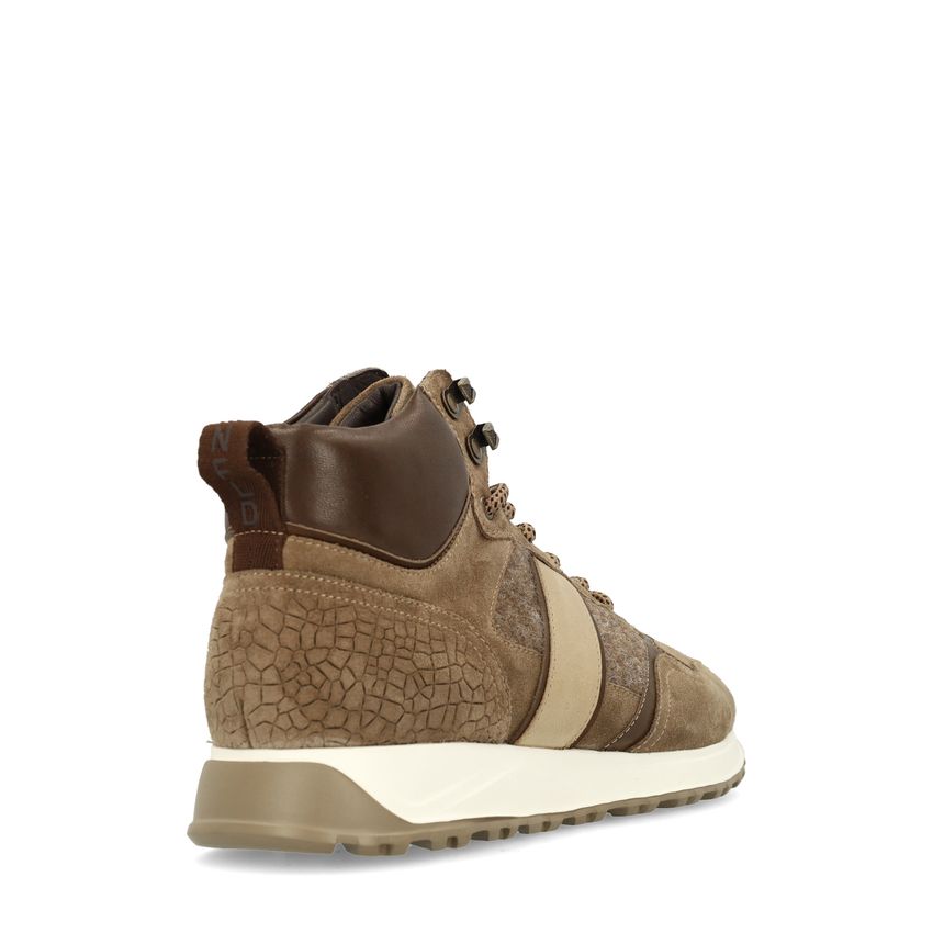 Taupefarbene Veloursleder-Schnürschuhe