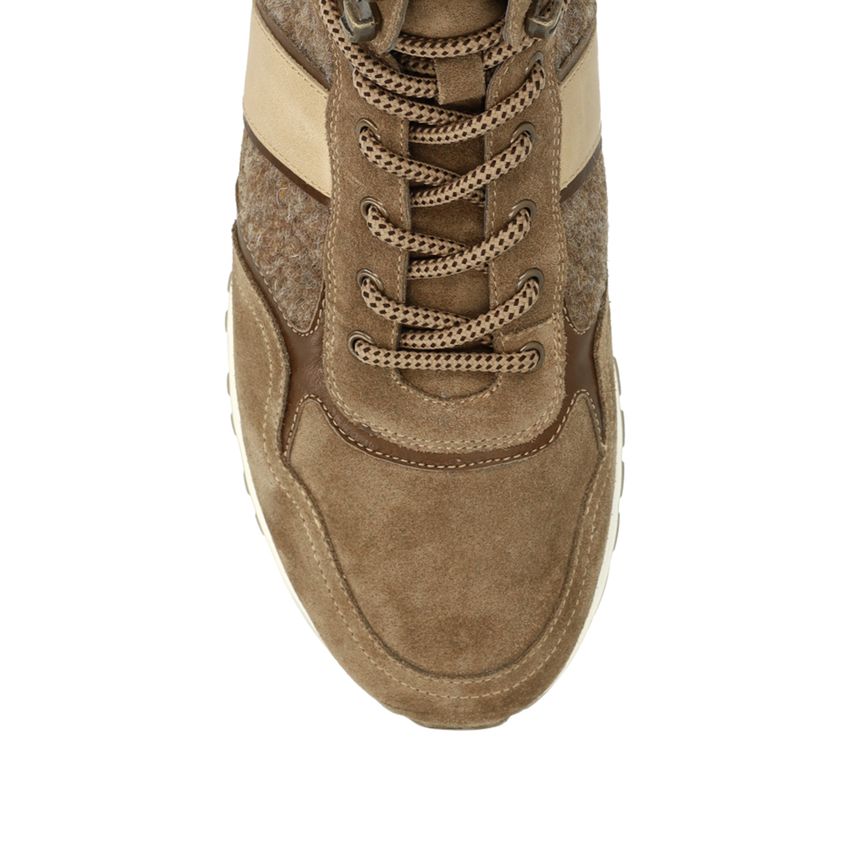 Taupefarbene Veloursleder-Schnürschuhe