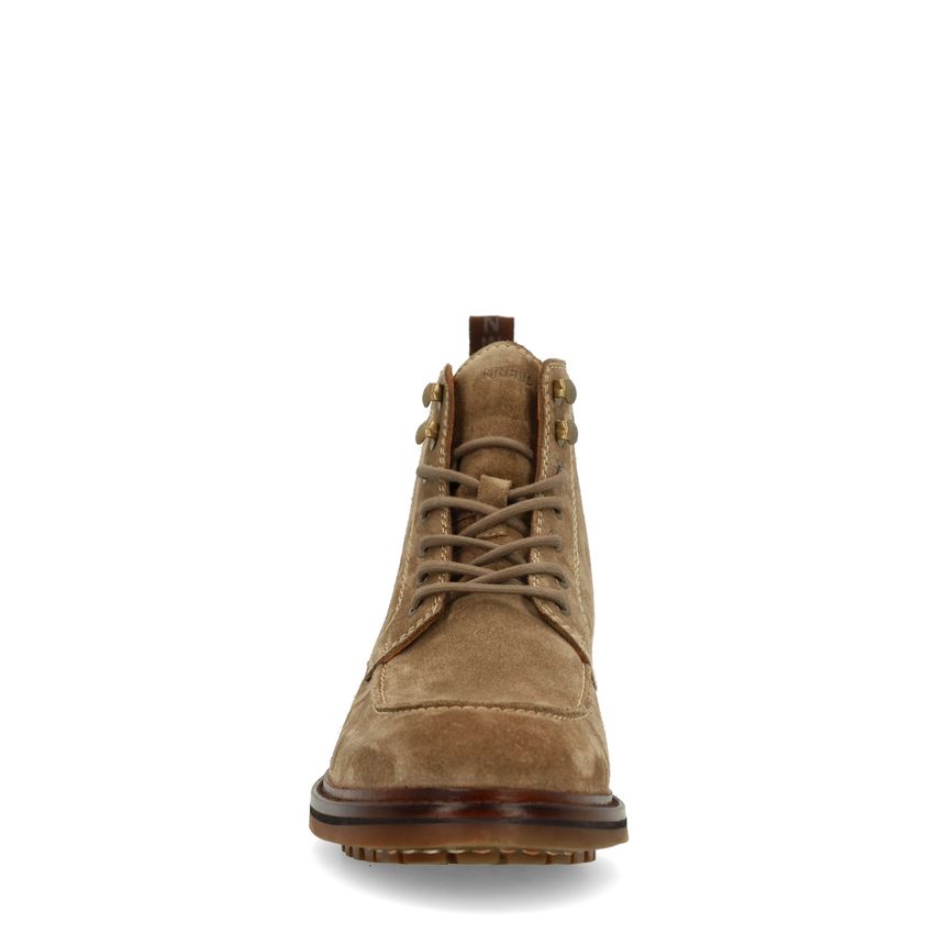 Taupefarbene Schnürboots aus Veloursleder