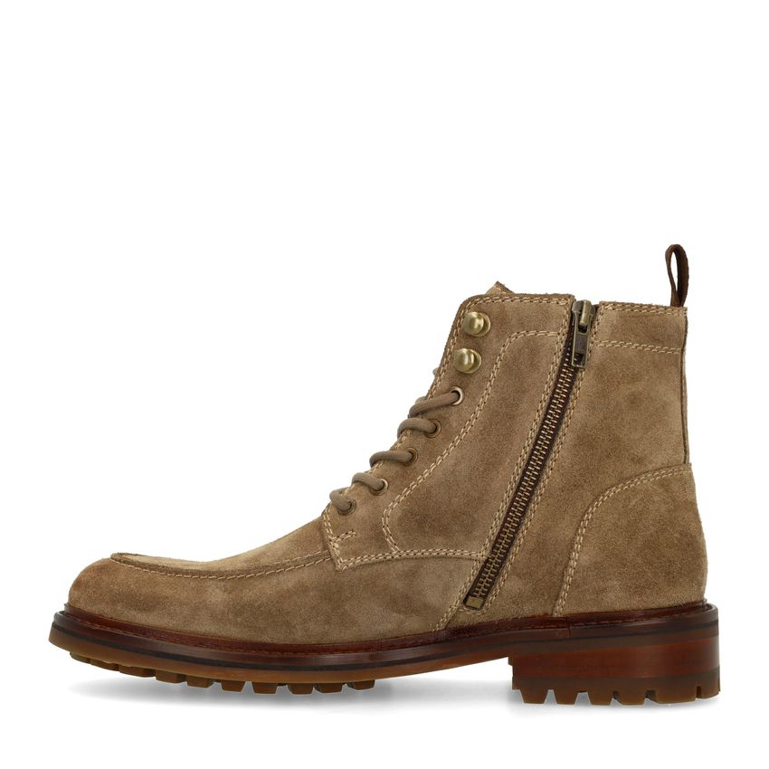 Taupefarbene Schnürboots aus Veloursleder