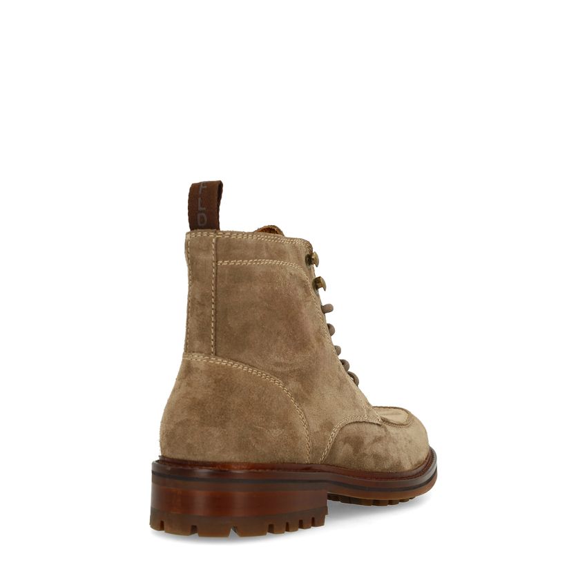 Taupefarbene Schnürboots aus Veloursleder