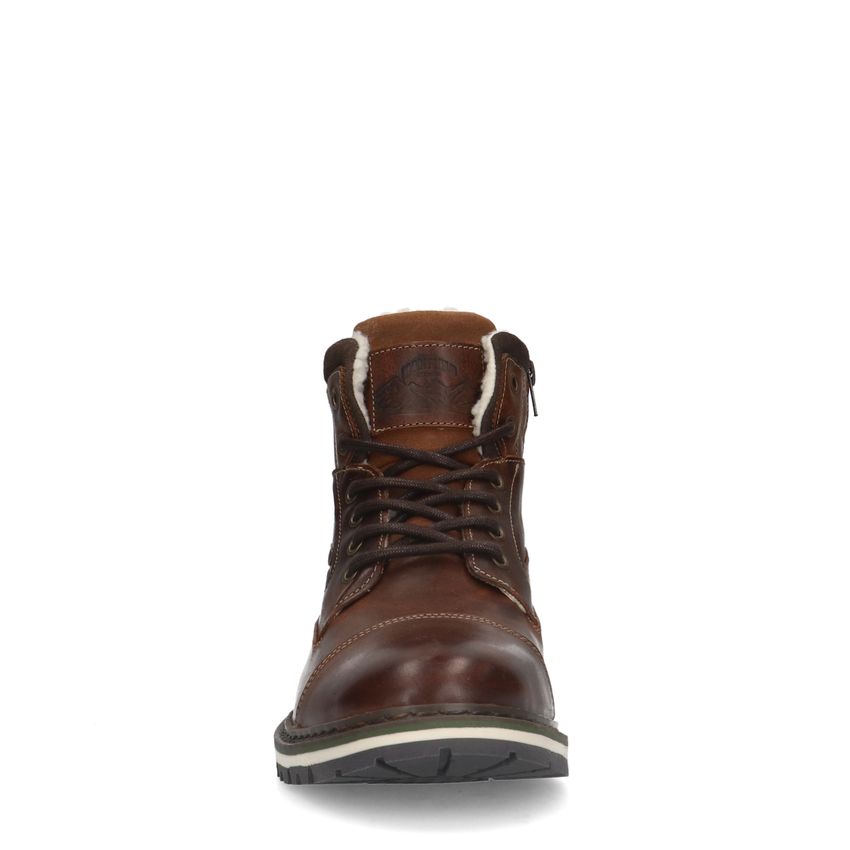 Cognac leren veterboots