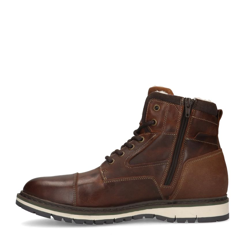 Cognac leren veterboots