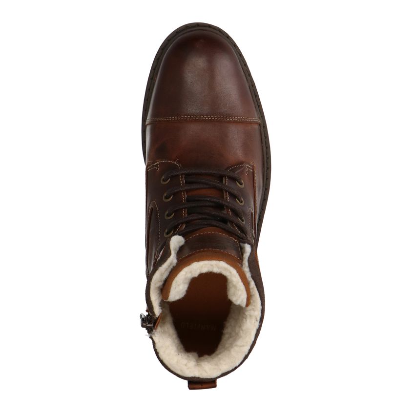 Cognac leren veterboots