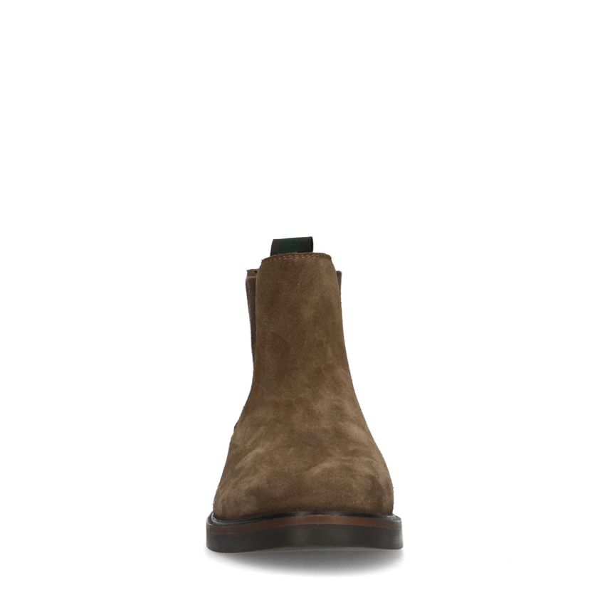 Taupefarbene Chelsea Boots aus Veloursleder