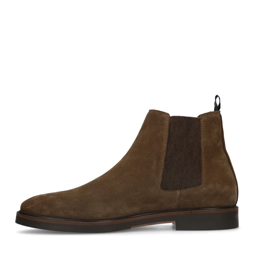 Taupefarbene Chelsea Boots aus Veloursleder