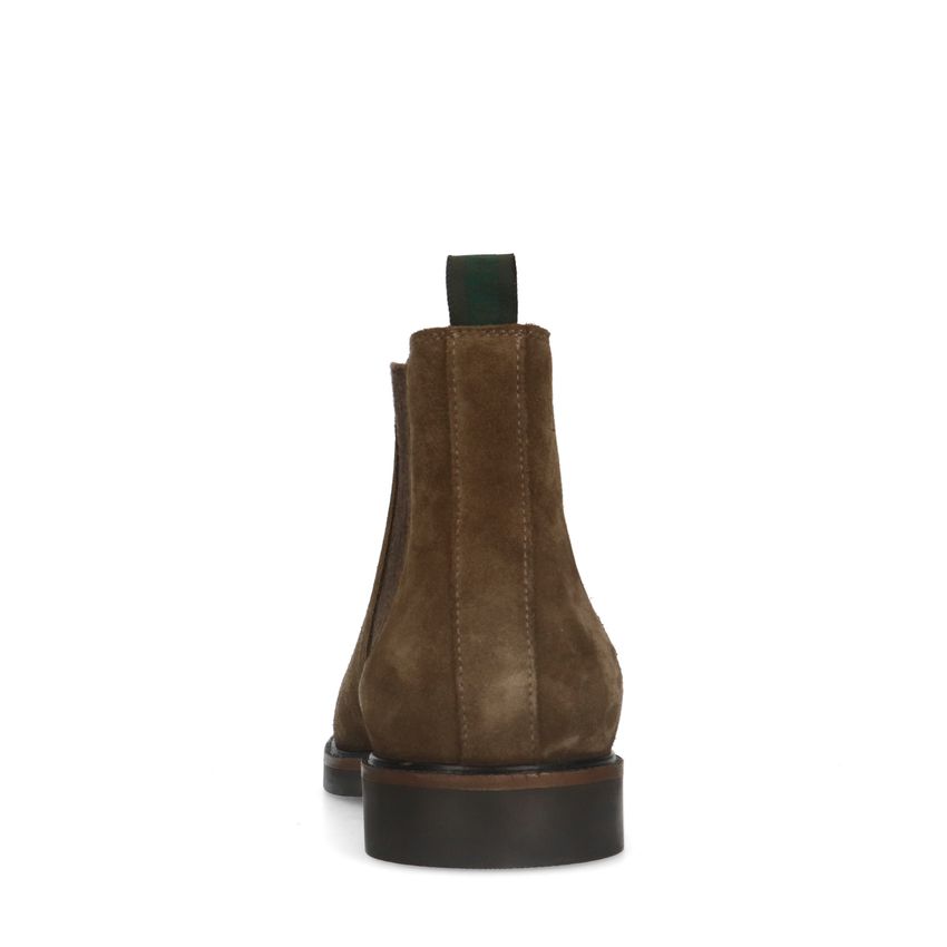 Taupefarbene Chelsea Boots aus Veloursleder