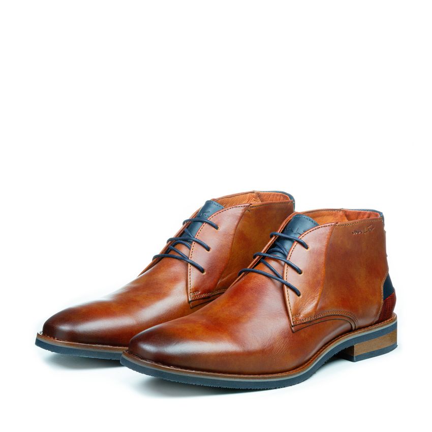 Cognac leren veterboots