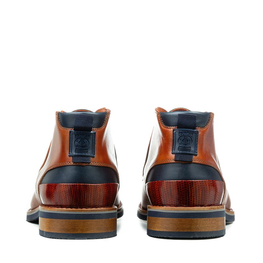 Cognac leren veterboots