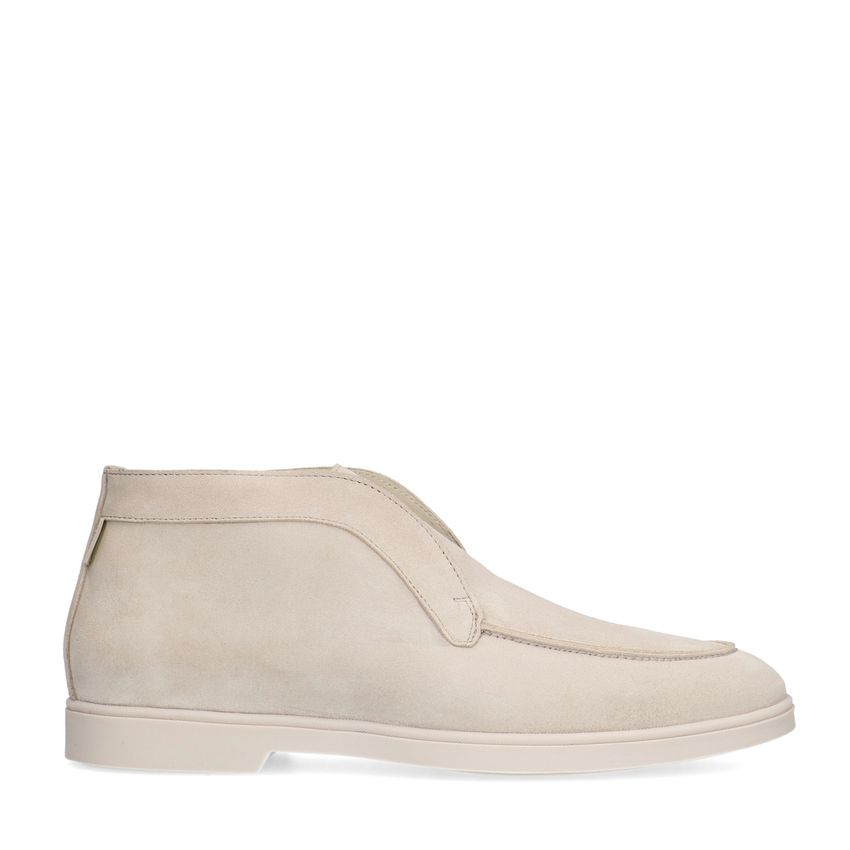 Beigefarbene Veloursleder-Loafer