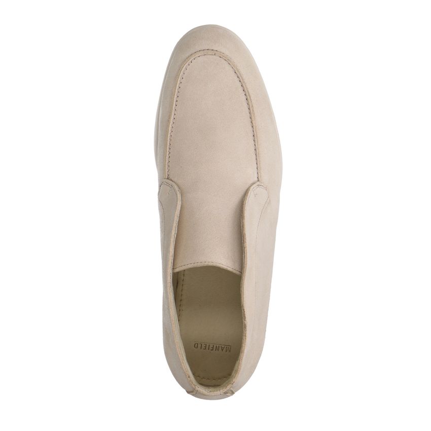 Beigefarbene Veloursleder-Loafer