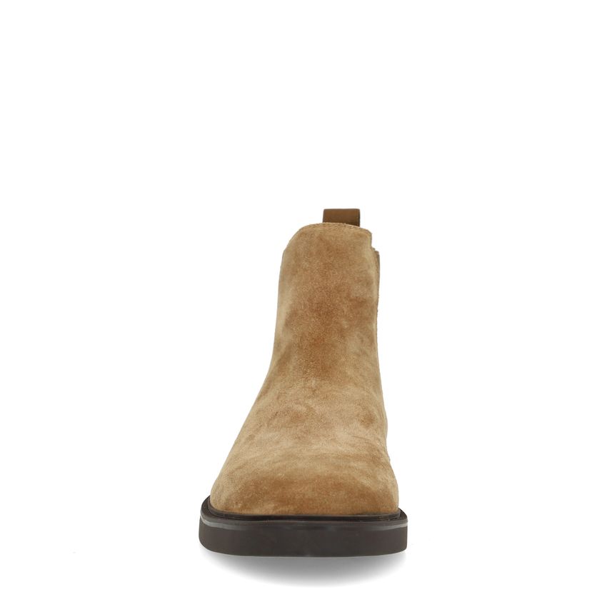Taupefarbene Chelsea Boots aus Veloursleder