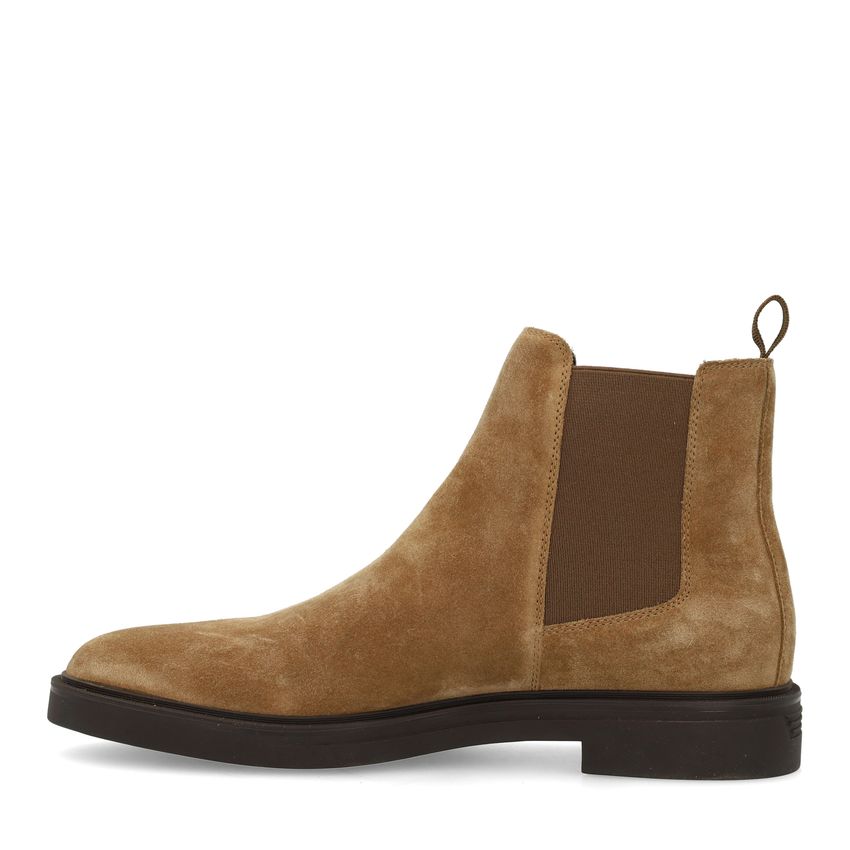 Taupefarbene Chelsea Boots aus Veloursleder